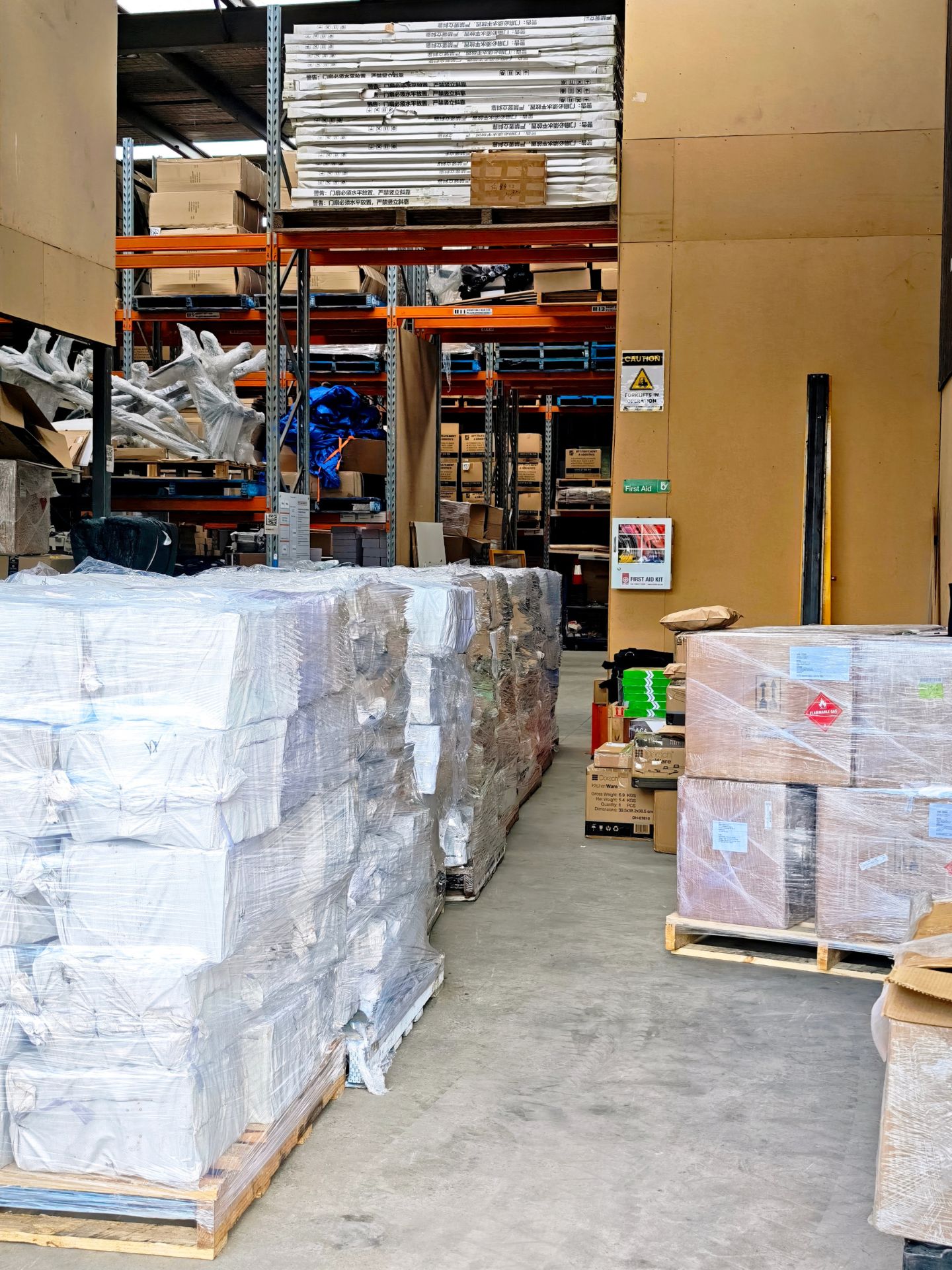 Palletised freight staged for receiving at BPT Fulfilment