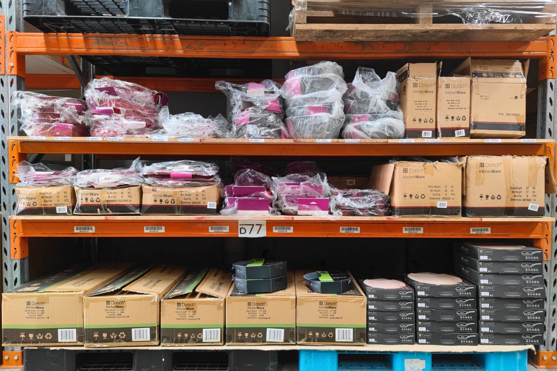 Products arranged for picking at CRA1 (order fulfilment)